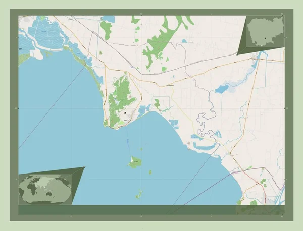 Кеб Провинция Камбоджа Карта Улиц Вспомогательные Карты Расположения Углов — стоковое фото