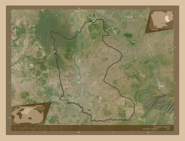 Kracheh Provincie Cambodja Lage Resolutie Satellietkaart Locaties Namen Van Grote — Stockfoto