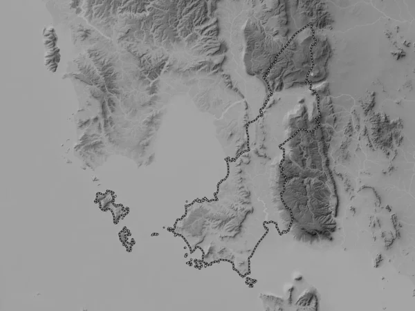 Krong Preah Sihanouk Gmina Kambodży Mapa Wzniesień Skali Szarości Jeziorami — Zdjęcie stockowe