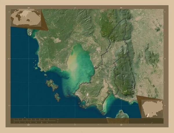 Krong Preah Sihanouk Kambodzan Kunta Matalan Resoluution Satelliitti Kartta Kulman — kuvapankkivalokuva