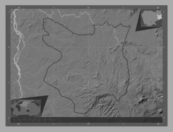 Мондол Кірі Провінція Камбоджа Білевелівська Карта Висот Озерами Річками Кутові — стокове фото