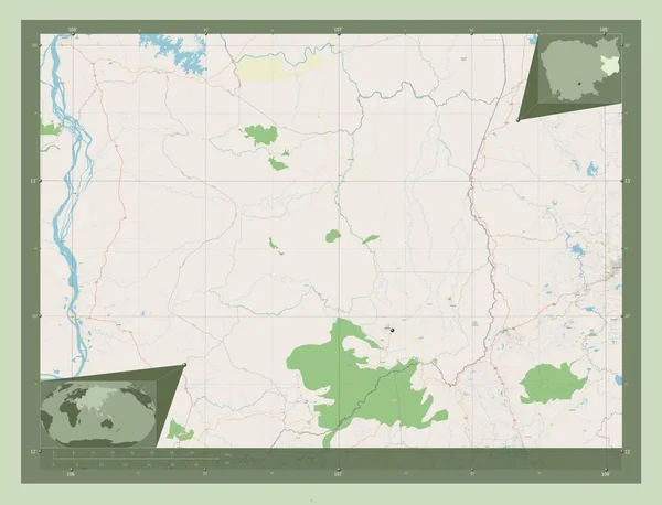 Mondol Kiri Prowincja Kambodży Otwórz Mapę Ulic Lokalizacje Dużych Miast — Zdjęcie stockowe