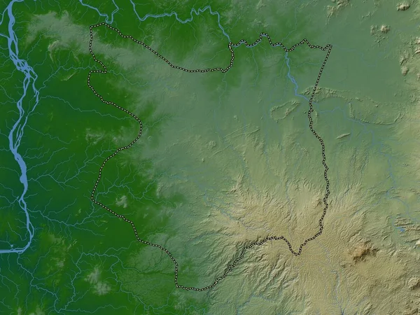 Mondol Kiri Provincia Camboya Mapa Elevación Colores Con Lagos Ríos — Foto de Stock