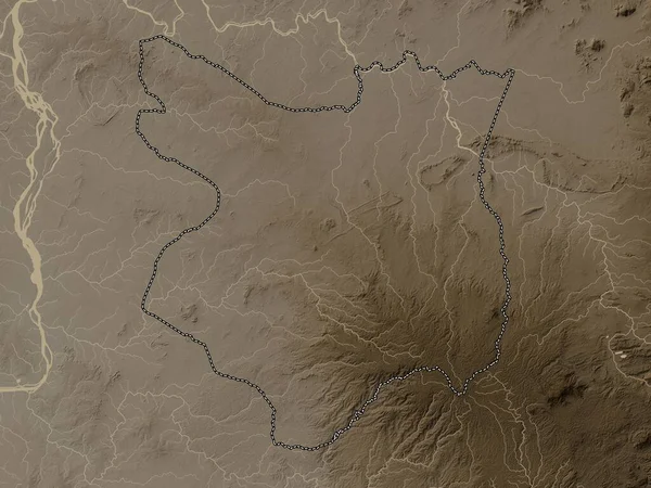 Mondol Kiri Province Cambodia Elevation Map Colored Sepia Tones Lakes — Stock Photo, Image