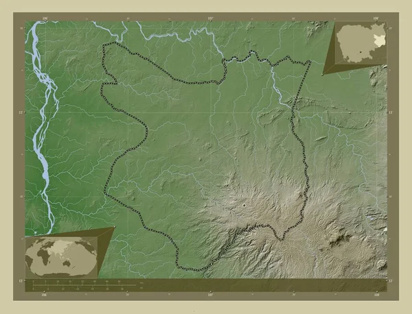 Mondol Kiri Oblast Kambodže Zdvihová Mapa Zbarvená Stylu Wiki Jezery — Stock fotografie