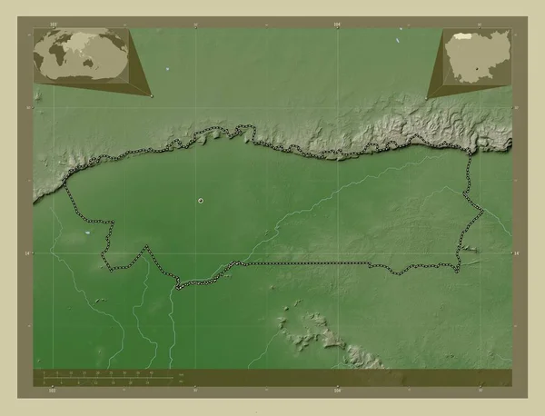 Otdar Mean Chey Province Cambodia Elevation Map Colored Wiki Style — Stock Photo, Image