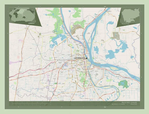 Phnom Penh Kambodzsa Önkormányzata Nyílt Utcai Térkép Régió Nagyvárosainak Elhelyezkedése — Stock Fotó