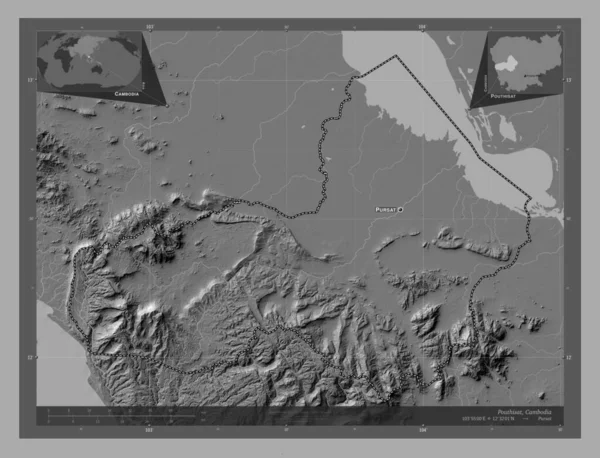 Pouthisat Provincia Della Cambogia Mappa Dell Elevazione Bilivello Con Laghi — Foto Stock