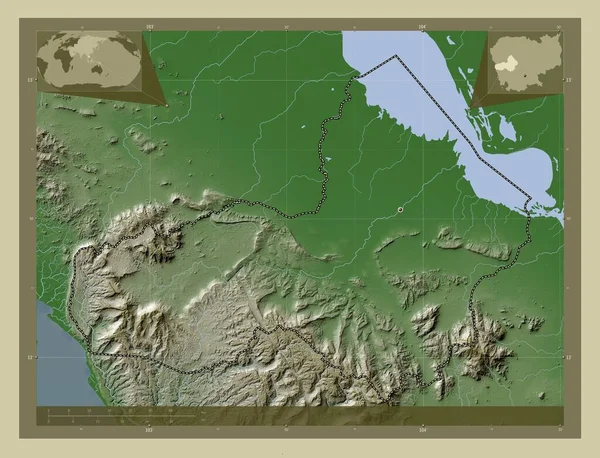 Pouthisat Provinz Kambodscha Höhenkarte Wiki Stil Mit Seen Und Flüssen — Stockfoto