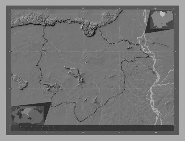 Прэа Вихеар Провинция Камбоджа Карта Рельефа Билевела Озерами Реками Места — стоковое фото