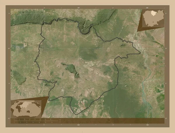 柬埔寨省柏威夏省 低分辨率卫星地图 角辅助位置图 — 图库照片