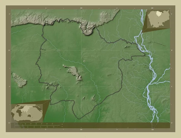 Преа Віхір Провінція Камбоджа Висота Карти Забарвлена Вікі Стилі Озерами — стокове фото
