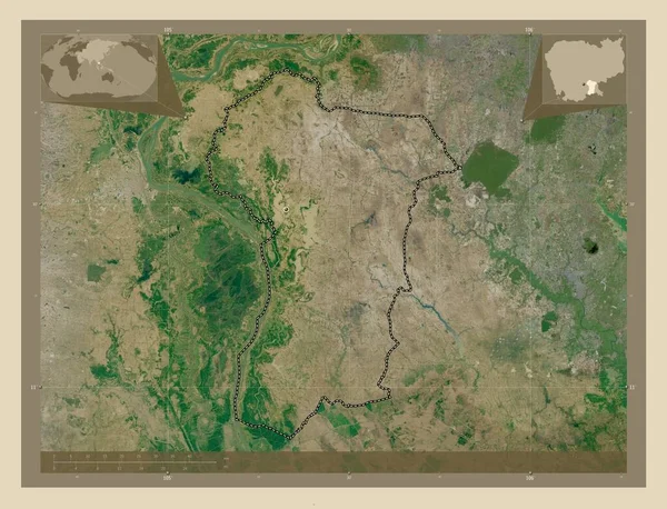 カンボジアの省 Vengを押してください 高解像度衛星地図 コーナー補助位置図 — ストック写真