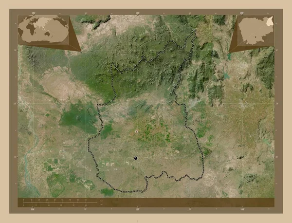 Rotanokiri Província Camboja Mapa Satélite Baixa Resolução Locais Das Principais — Fotografia de Stock