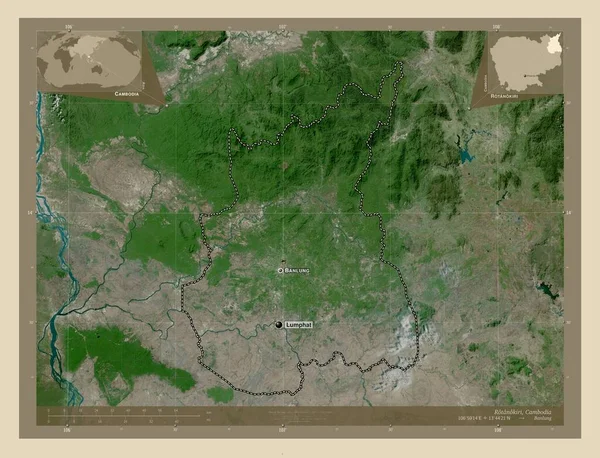 Rotanokiri Provincia Camboya Mapa Satelital Alta Resolución Ubicaciones Nombres Las —  Fotos de Stock