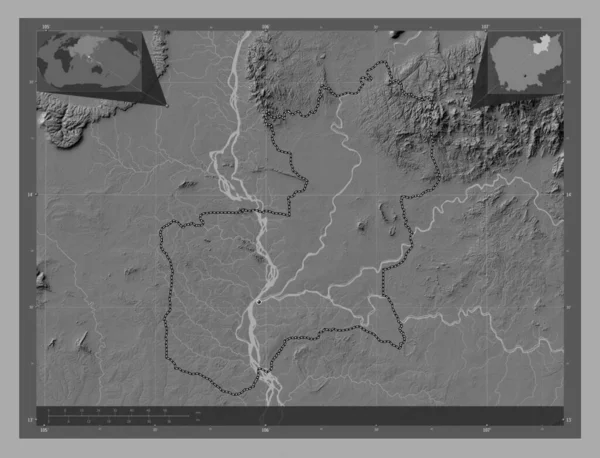 Steung Treng Provinsen Kambodja Bilevel Höjd Karta Med Sjöar Och — Stockfoto