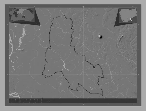 Svay Rieng Prowincja Kambodży Dwupoziomowa Mapa Jeziorami Rzekami Lokalizacje Dużych — Zdjęcie stockowe