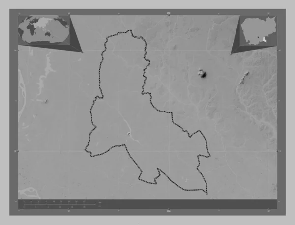 Свай Ріенг Провінція Камбоджа Граймасштабна Мапа Висот Озерами Річками Кутові — стокове фото