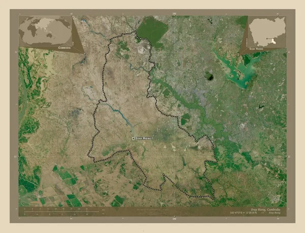 Svay Rieng Provincie Cambodja Satellietkaart Met Hoge Resolutie Locaties Namen — Stockfoto