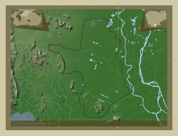 Такев Провінція Камбоджа Висота Карти Забарвлена Вікі Стилі Озерами Річками — стокове фото