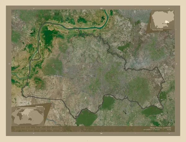 Tbong Khmum Província Camboja Mapa Satélite Alta Resolução Locais Nomes — Fotografia de Stock