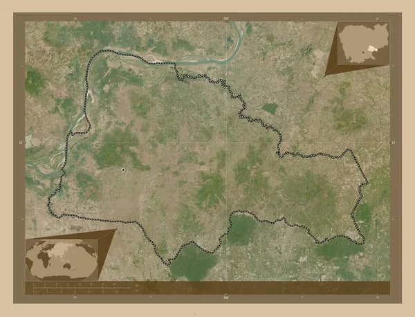 Тбонг Хмум Провінція Камбоджа Супутникова Карта Низькою Роздільною Здатністю Кутові — стокове фото