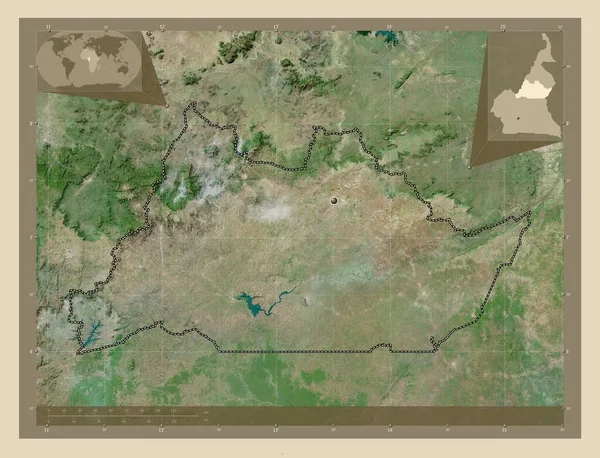 アダマウア カメルーンの地域 高解像度衛星地図 コーナー補助位置図 — ストック写真