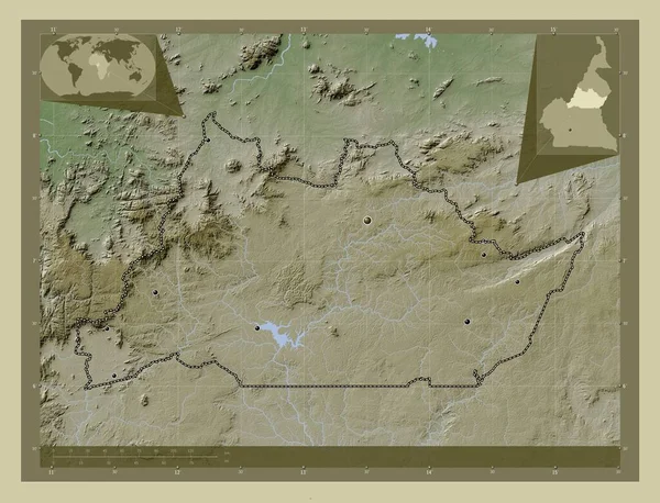 Adamaoua Region Kamerun Zdvihová Mapa Zbarvená Stylu Wiki Jezery Řekami — Stock fotografie