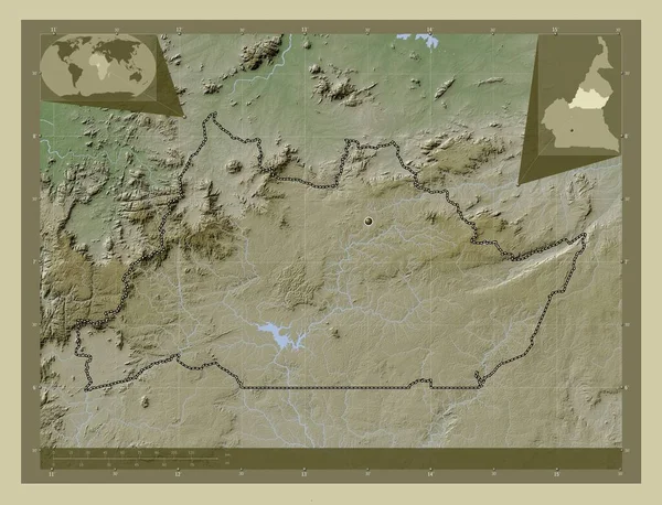 Адамауа Регион Камеруна Карта Высоты Окрашенная Вики Стиле Озерами Реками — стоковое фото