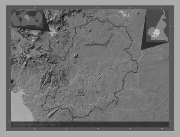 Centrum Region Kamerun Mapa Nadmořské Výšky Jezery Řekami Umístění Velkých — Stock fotografie