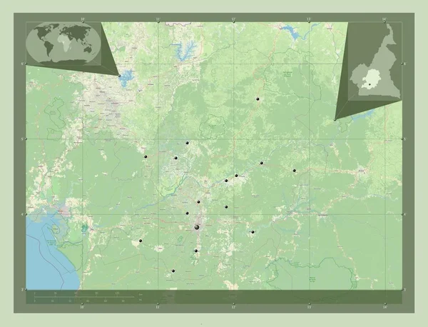 Zentrum Region Kamerun Open Street Map Standorte Der Wichtigsten Städte — Stockfoto