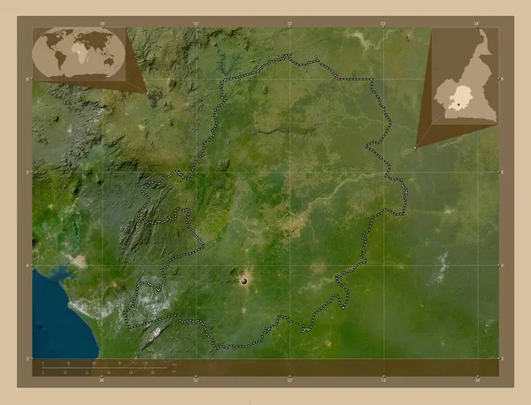 Merkez Kamerun Bölgesi Düşük Çözünürlüklü Uydu Köşedeki Yedek Konum Haritaları — Stok fotoğraf