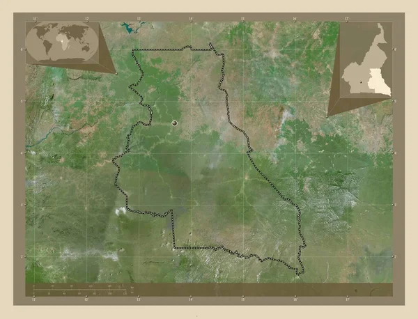 Est Περιφέρεια Καμερούν Υψηλής Ανάλυσης Δορυφορικός Χάρτης Γωνιακοί Χάρτες Βοηθητικής — Φωτογραφία Αρχείου