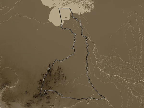 Extrémní Nord Oblast Kamerunu Nadmořská Mapa Zabarvená Sépiovými Tóny Jezery — Stock fotografie