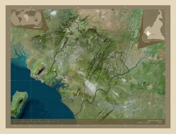 Littoral Région Cameroun Carte Satellite Haute Résolution Emplacements Noms Des — Photo