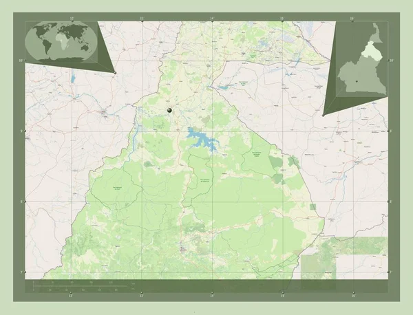 Норд Регион Камеруна Карта Улиц Вспомогательные Карты Расположения Углов — стоковое фото