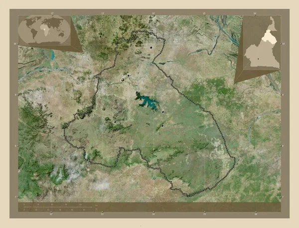 Nord Regio Kameroen Satellietkaart Met Hoge Resolutie Locaties Van Grote — Stockfoto
