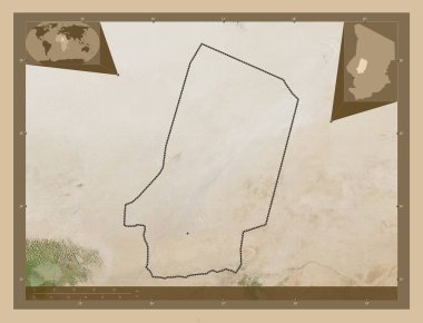 Barh el Ghazel, Çad bölgesi. Düşük çözünürlüklü uydu. Köşedeki yedek konum haritaları