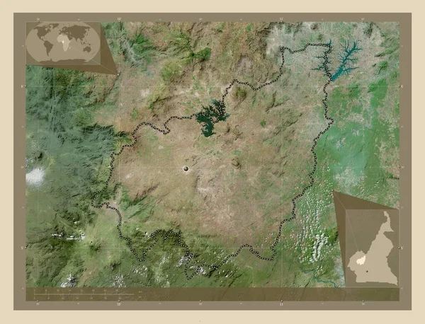 Ouest Περιοχή Του Καμερούν Υψηλής Ανάλυσης Δορυφορικός Χάρτης Γωνιακοί Χάρτες — Φωτογραφία Αρχείου