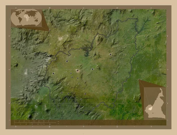Ouest Regione Del Camerun Mappa Satellitare Bassa Risoluzione Località Delle — Foto Stock