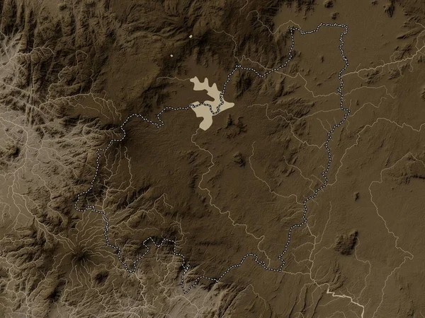 Ouest Region Kamerunu Mapa Wzniesień Kolorowe Sepia Dźwięki Jeziorami Rzekami — Zdjęcie stockowe