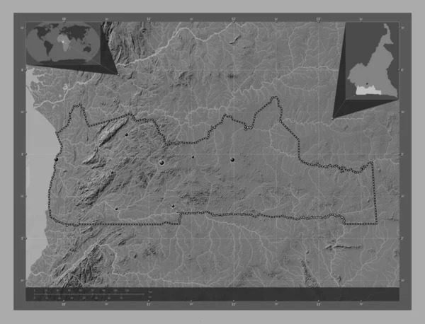 Sud Περιφέρεια Καμερούν Bilevel Υψομετρικός Χάρτης Λίμνες Και Ποτάμια Τοποθεσίες — Φωτογραφία Αρχείου