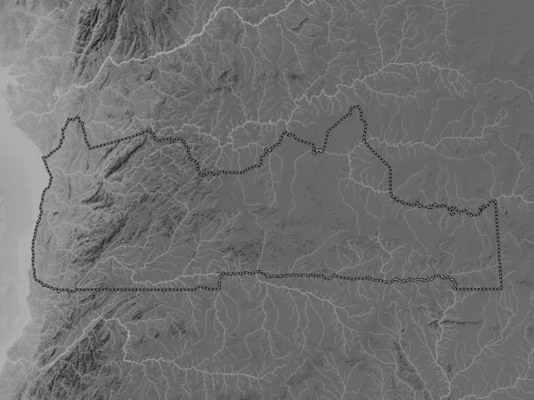 Sud Регион Камеруна Карта Высот Оттенках Серого Озерами Реками — стоковое фото