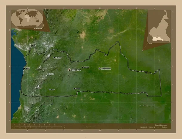 Суд Район Камеруну Супутникова Карта Низькою Роздільною Здатністю Місця Розташування — стокове фото