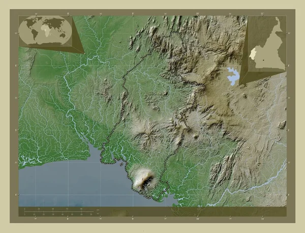 Sud Ouest Région Cameroun Carte Altitude Colorée Dans Style Wiki — Photo