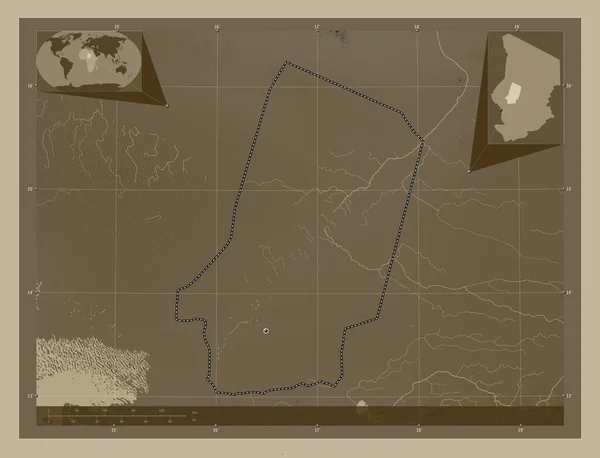 Барх Эль Газель Область Чад Карта Высоты Окрашенная Сепиевые Тона — стоковое фото