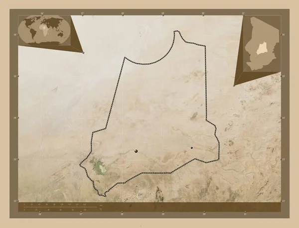 Батя Район Чаду Супутникова Карта Низькою Роздільною Здатністю Розташування Великих — стокове фото