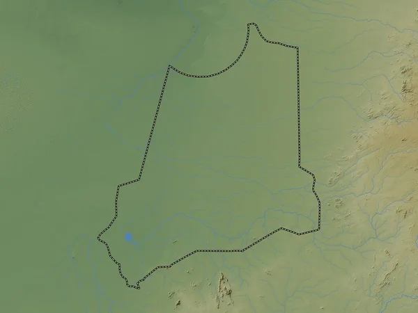 Batha Región Chad Mapa Elevación Colores Con Lagos Ríos —  Fotos de Stock