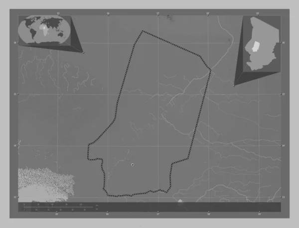 Барх Эль Газель Область Чад Карта Высот Оттенках Серого Озерами — стоковое фото