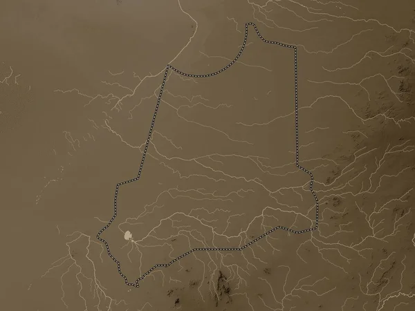 Batha Region Tschad Höhenkarte Sepiatönen Mit Seen Und Flüssen — Stockfoto
